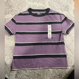 Cat & Jack Purple and Black Striped Tee Size 6-7..#865